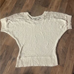 Jennifer Lopez White Lace Knit Top